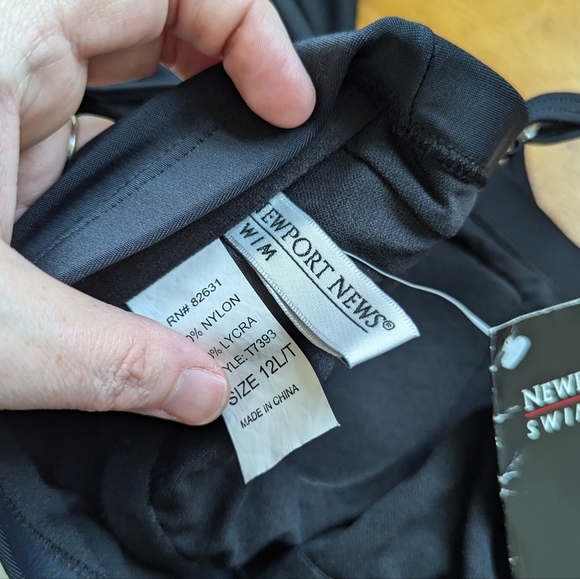 Vintage 90s Bandeau Belted One Piece Swimsuit 12 TALL Classic - Picture 12 of 12